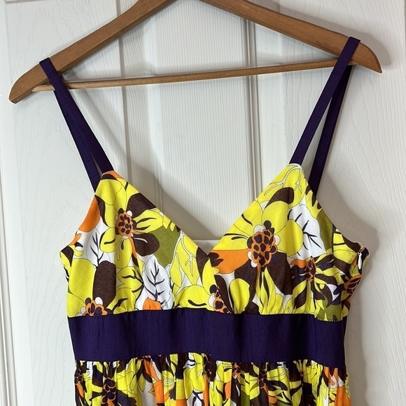 MILLY Silk Blend Floral Print Spaghetti Strap Sundress Size 6 - Picture 3 of 16